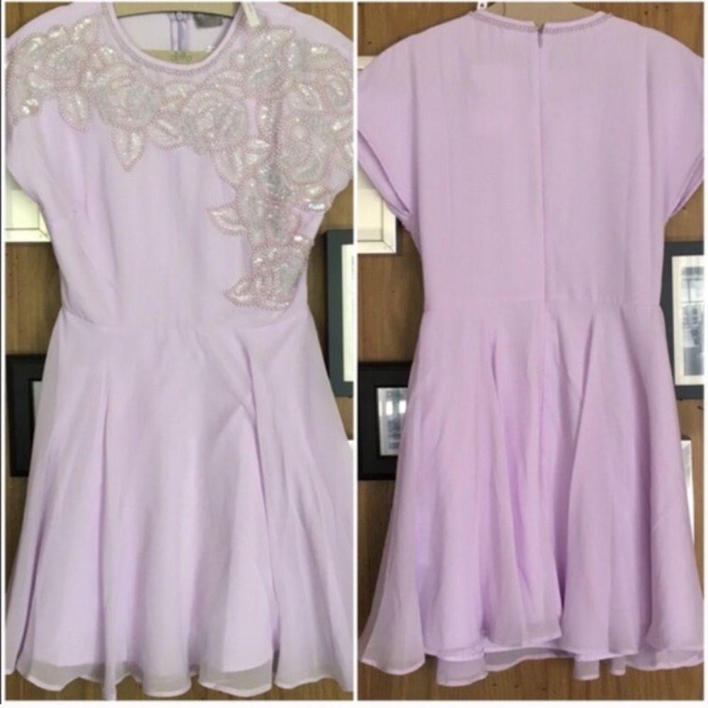 🍬 NWT Petite Asos Lilac Appliqué Mini Dress 🍬